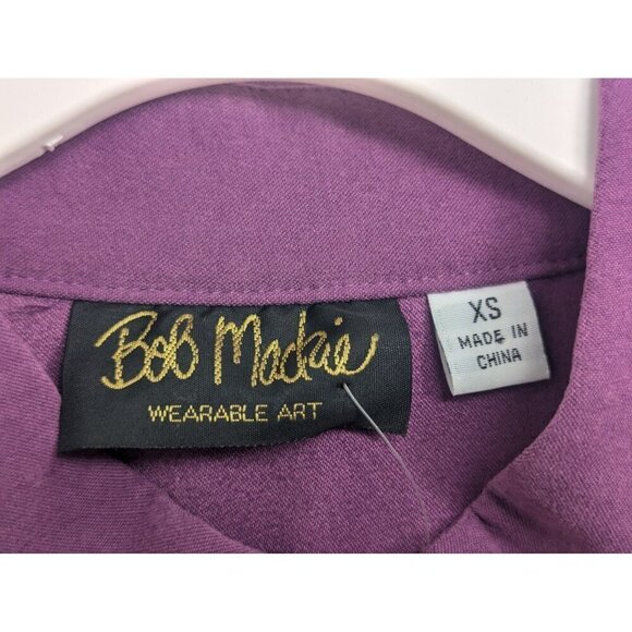 NEW Vintage Bob Mackie Wearable Art Purple Button Up Blazer Blouse Women’s XS - Picture 5 of 7
